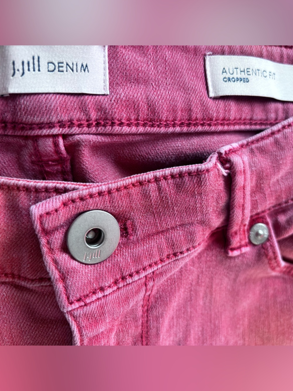 J. Jill Denim Authentic Fit Cropped Denim 12 Jeans Pink Lt Red Stretch - Picture 5 of 7